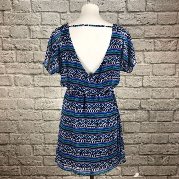 Lush Blue Ikat Open Back Dress - Picture 4 of 4